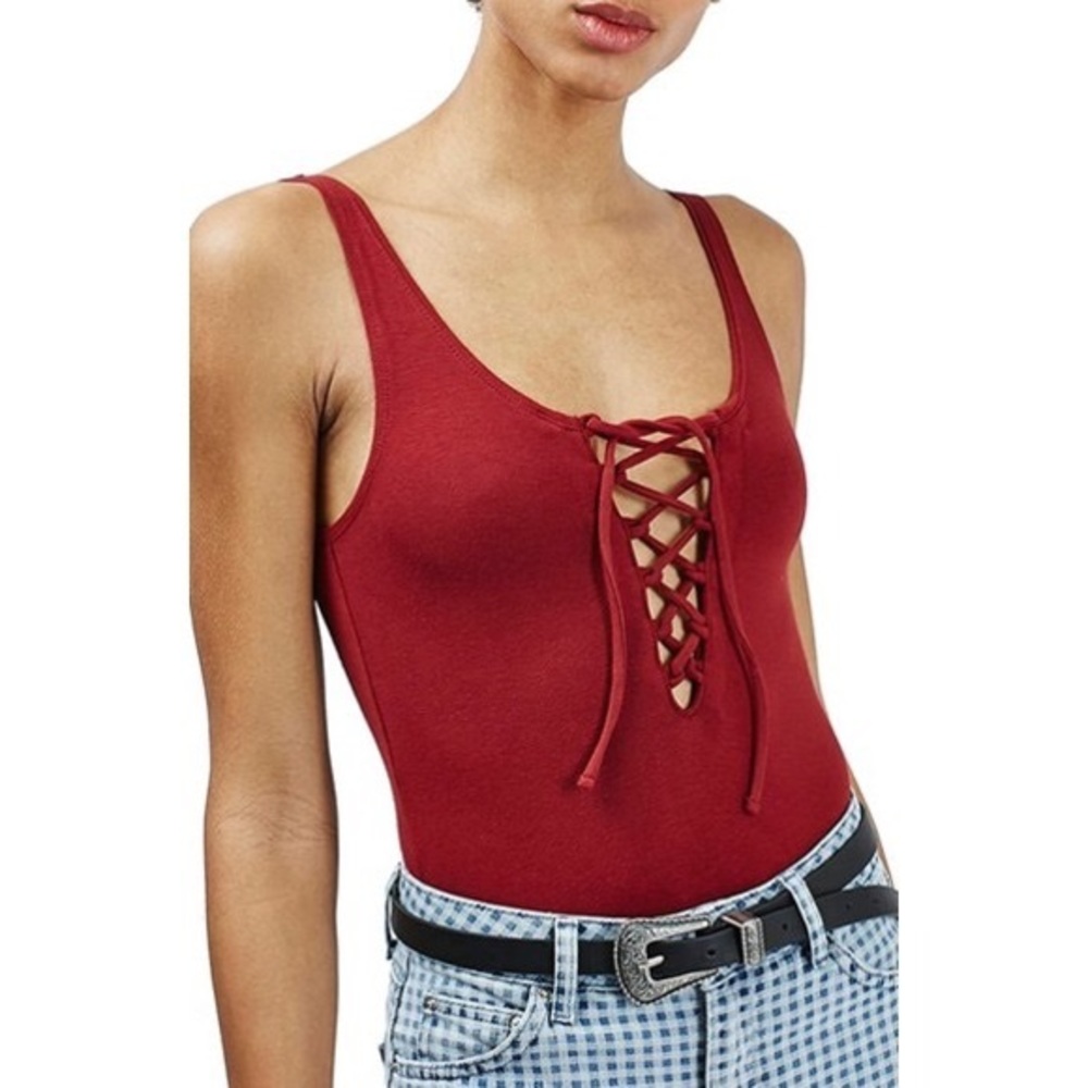 Topshop lace up Bodysuit